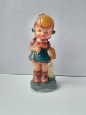 Candle Wax Girl With Bunny - Made In Japan 6.5" NEVER USED Vintage