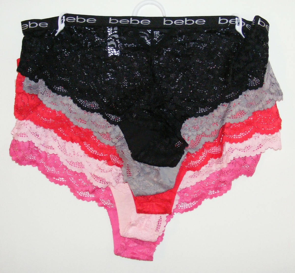 BEBE 5 Pack Panties Tanga Cheeky Hipster Size 1X Soft Lace bebe