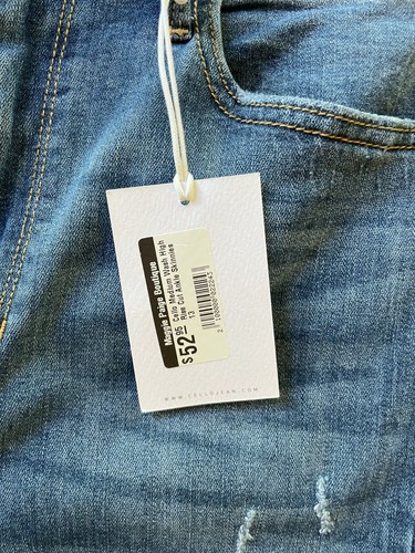 NWT Cello Medium Wash High Rise Ankle Skinny Jeans - Juniors Sz 13 Distressed - Picture 9 of 12