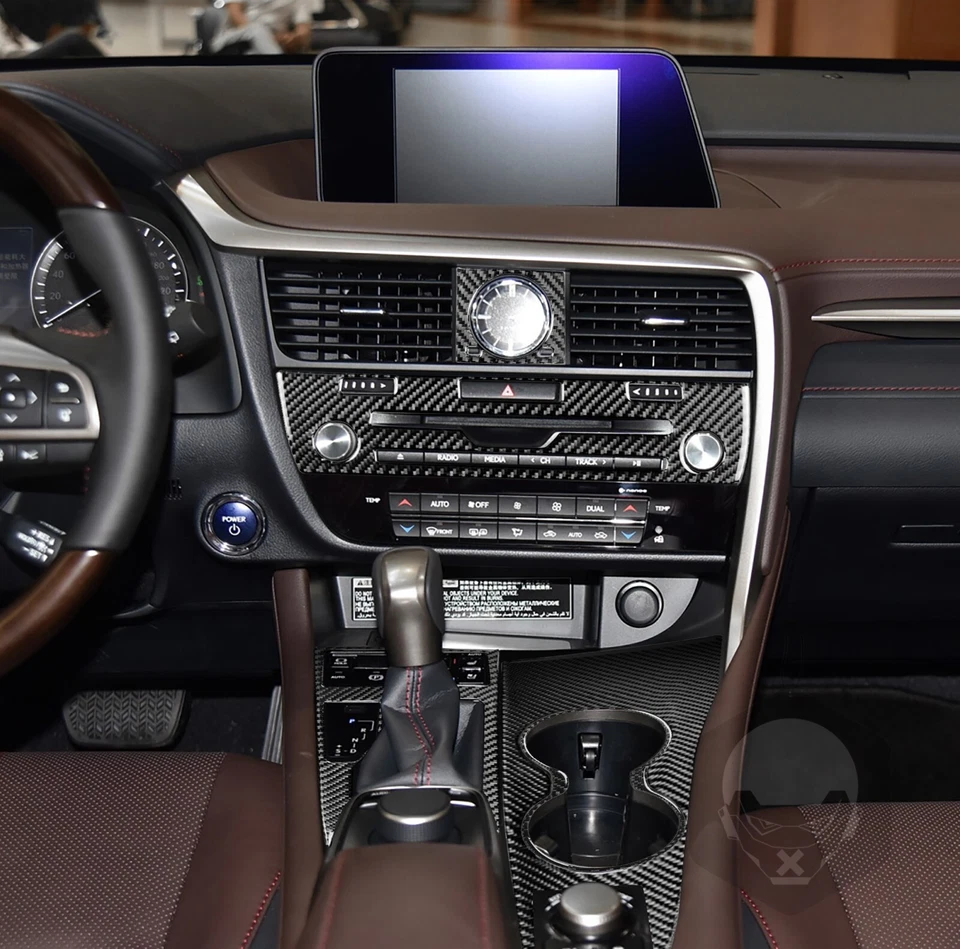 Kits de 20 piezas de molduras interiores completas de fibra de carbono real para Lexus RX350 RX450H 2016-2019 Foto 2 de 4