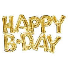 Anagram Birthday Party Decorations Gold Foil 'Happy B-Day' Banner Balloon Kit