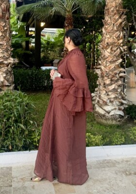 H&M HM Flounced MAXI Dress Dark Red Brown RUNWAY FASHION TREND 2024 | eBay