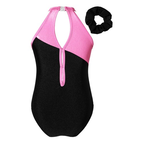 Kids Girls Sequins Sleeveless Gymnastics Dance Bodysuit Leotard with Shorts - Picture 13 of 81