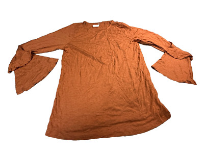 Color Thread. long sleeve layering, stretch top Sz Small  Orange NWT