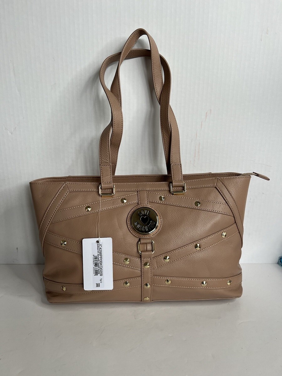 NWT LOVE MOSCHINO Milano Large BORSA Bag - Nat Grain Leather