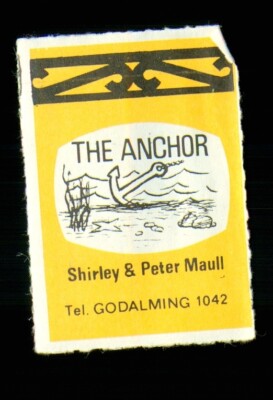 1 x Matchbox Label Pub The Anchor Godalming Surrey   ME1874