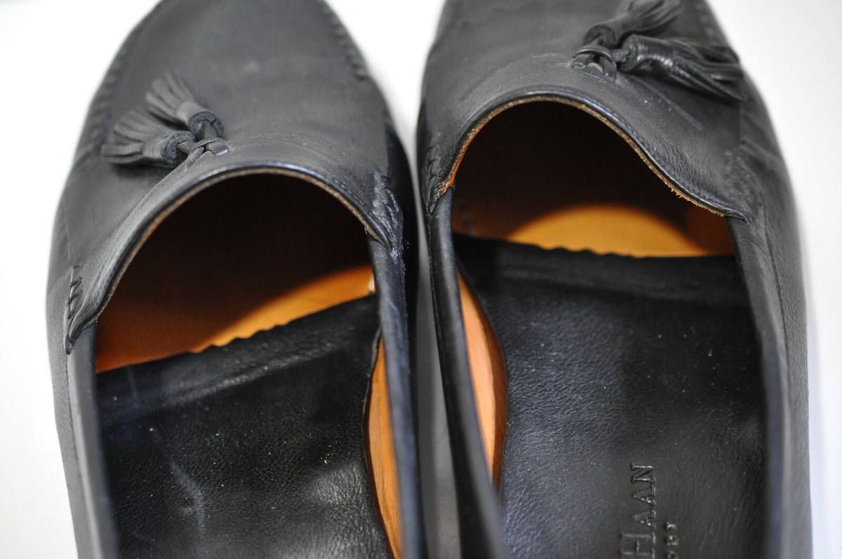 COLE HAAN Mens Casual Dress Shoes Black Woven Leather Tassel Loafer SZ 12 Resort Cole Haan Resort Mens black leather tassel loafers 13 D | eBay main image 4