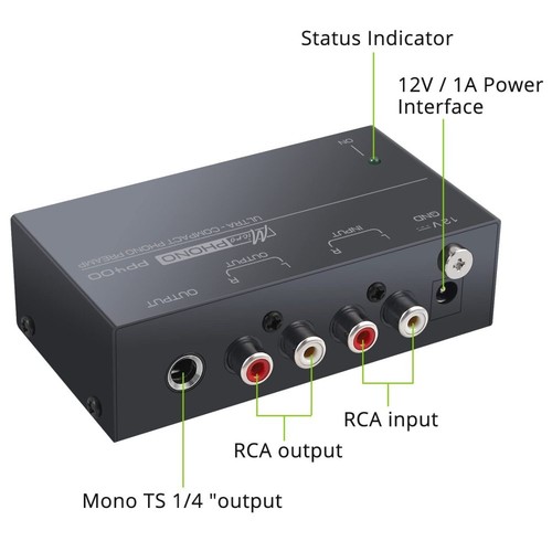 Phono-Plattenspieler-Vorverstärker - Mini-Elektronik-Audio-Stereo-Phonograph RCA - Bild 10 von 12