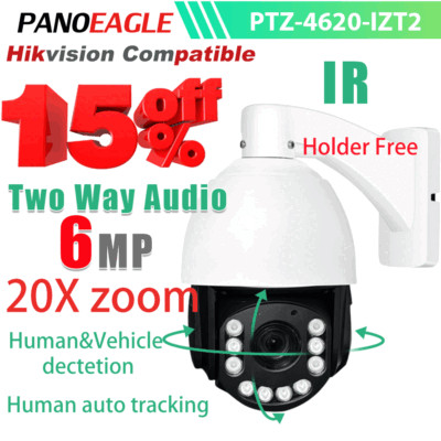 Hikvision Compatible 20x Zoom 6MP PTZ Camera 2-Way Audio Human Auto-Track US NEW