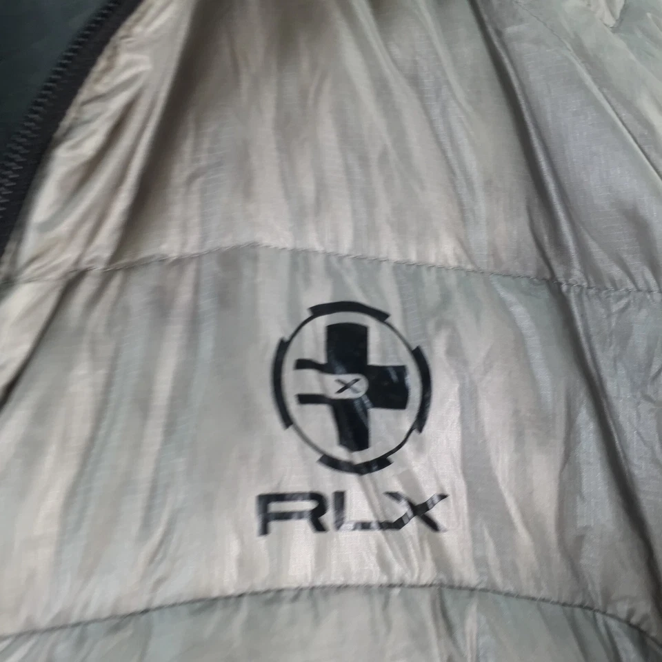 RLX Ralph Lauren mens down puffer jacket size M grey long sleeve zip 106009 - image 4 of 4