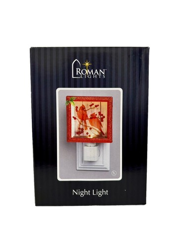 Roman 6" Red Glitter Cardinal Christmas Night Light - NIB - Picture 10 of 13