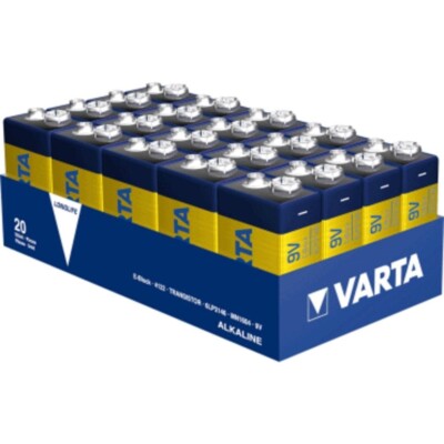 Varta Longlife E-Block 20er Pack Alkali-Mangan Batterie blau/gold (9V-Block) NEU