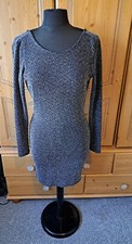 Nikka Black & Silver Open Back Bodycon Dress - Size 10