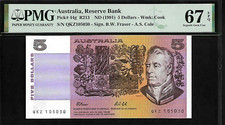 Australia 5 Dollars 1991 PMG 67 EPQ UNC P#44g Series QKZ