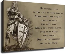 Knight Templar Be Without Fear Canvas Painting Poster Motivation Quote Saying