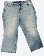 NWT DKNY Jeans Blue Distressed Cotton Blend Plus Size Womens Medium Rinse  22W