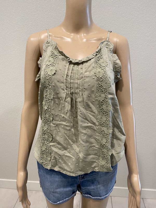 Mine Brand NWT Green Bohemian Adjustable Sleeveless Blouse Size Small  - 031