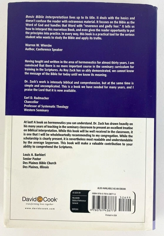 BASIC BIBLE INTERPRETATION Practical Guide to Discovering Biblical Truth by Zuck - Image 3 of 4