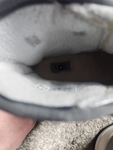 UGG Taney 1135093T Toddler 12 Gray Silver Leather Fleece Waterproof Weather Boot - Picture 7 of 9