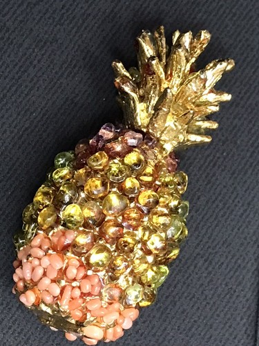 Pisapapeles Piña Decoración Piedras de Colores Único Tono Dorado - Imagen 2 de 12