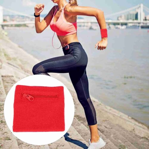 Unisex Wristband Keys Storage Zipper Pocket Sport Wrist Wallet Gym Running