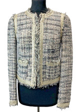 Tory Burch Grey Marled Tweed Pattern Evening Jacket Size Xs