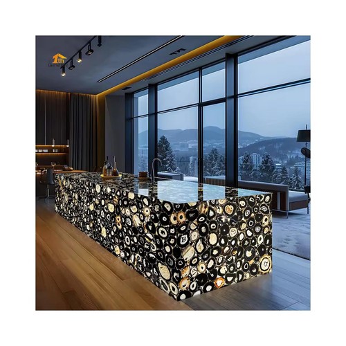 60"x36" Black Agate Geode Countertop, Bar Countertop, Interior Decor - Picture 5 of 5