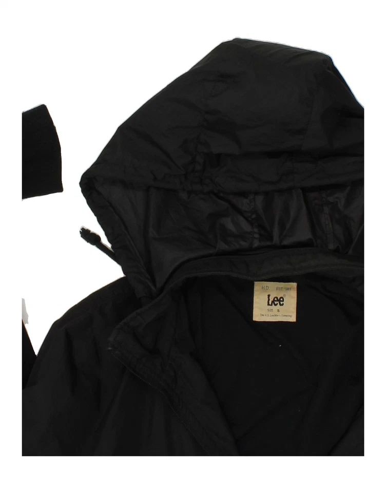 Chaqueta de lluvia LEE para hombre con capucha Reino Unido 36 pequeña negra poliéster CV68 Foto 3 de 3