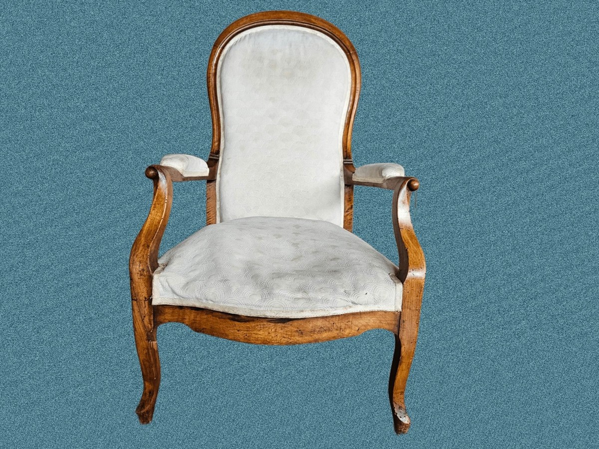 POLTRONA IN NOCE VOLTAIRE LUIGI FILIPPO EPOCA XIX SECOLO
