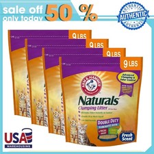 Arm Hammer Naturals Clumping Cat Litter, Double Duty w/ Corn Fibers 9LB 4 Pack