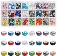 240 Stk. Strass EuropäIsche Perlen, 24 Farben Polymer Clay Rondelle Charm Perlen