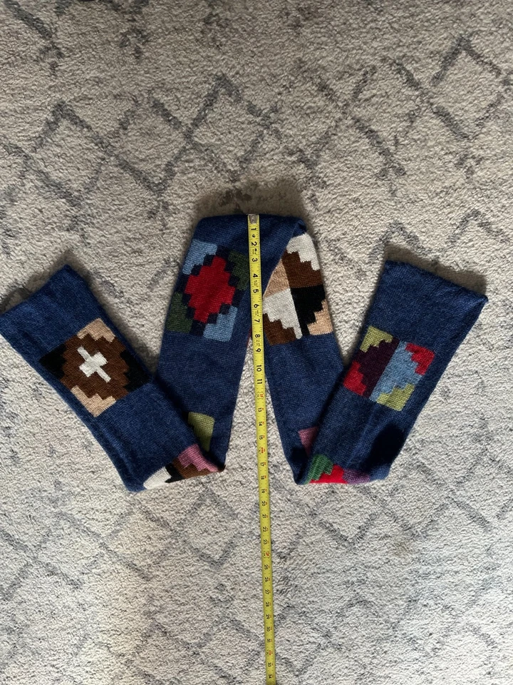 Bufanda de dos caras de mezcla de lana azul con patrón unisex adulto Foto 3 de 4