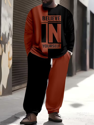 Men's Outfit 2 Piece Set Shirt & Pants Suit PLUS SIZE BIG 4XL