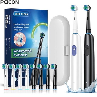 Pro Rotating Electric Toothbrush Rechargeable With 4 Brush Heads 5 Modes Timer