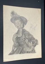 Original Pencil Sketch - Shelley Winters - Autographed & Signed  - By D A Ahrens