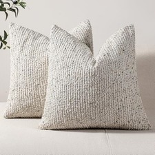 Striped Throw Pillow Covers 18x18 Set of 2 18" x 18" Pack of 2 Grey Cream