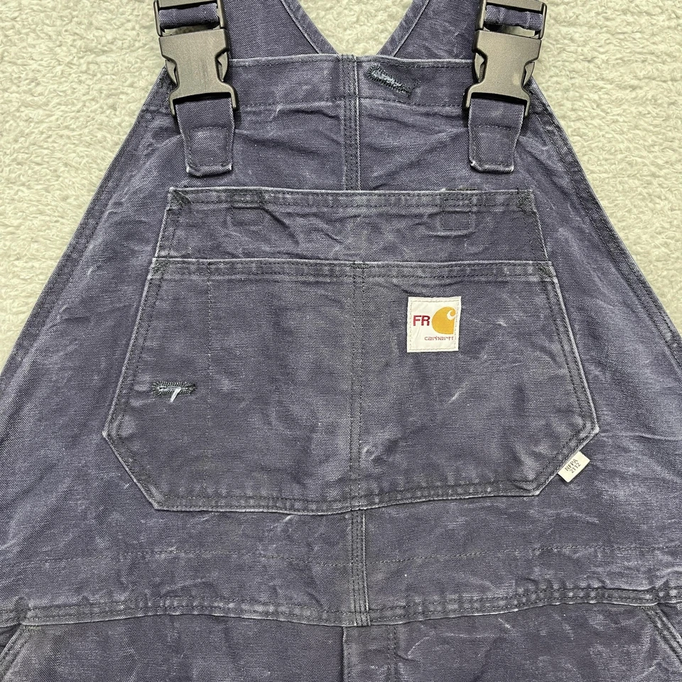 Carhartt FR Bib Overalls Mens 42x36 Navy Quilt Lined Insulated Flame Resistant - Image 3 of 4