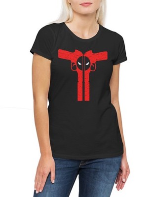 Mutant Gun Silencer Damen T-Shirt Vigilante Skull Punisher Logo Symbol Sign
