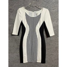 Business Casual Hourglass Dress 4P Houndstooth Contour Optical Illusion Slimming