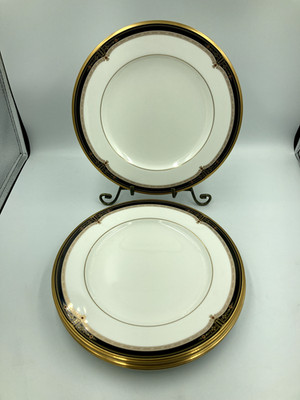 4 noritake 'gold and sable' bone china plates - four 10.75'' wow clean & EXC...