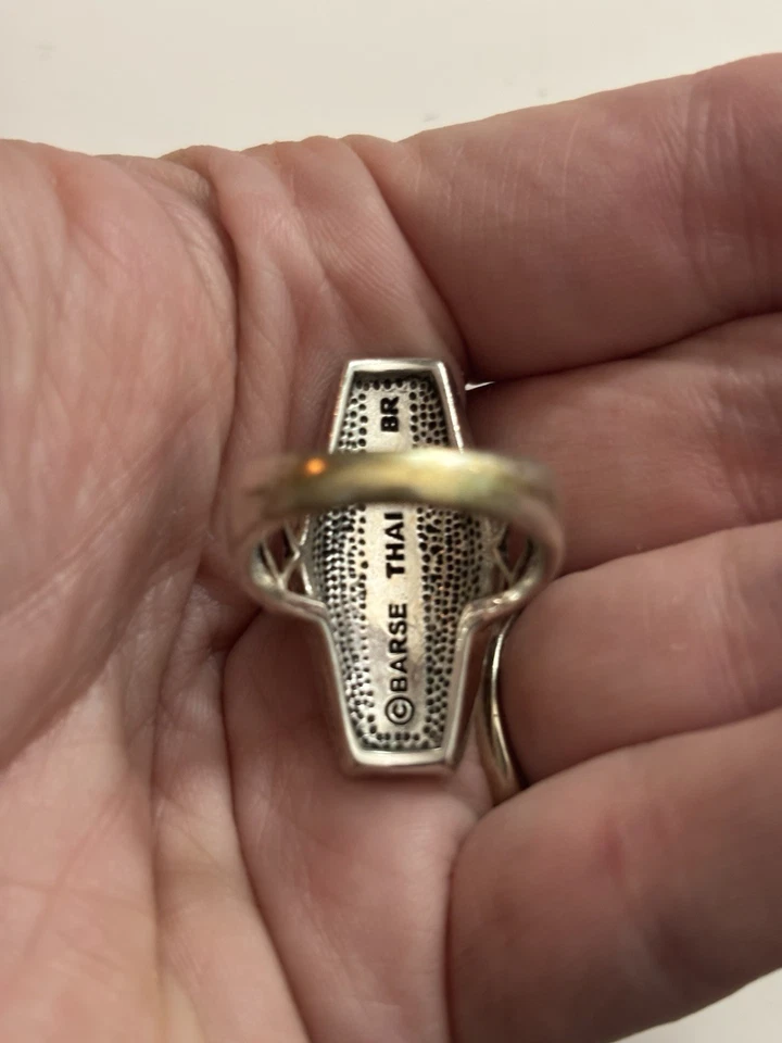 Anel de design de selo de arame banhado a prata Barse Southwest 7,75 - Imagem 2 de 4