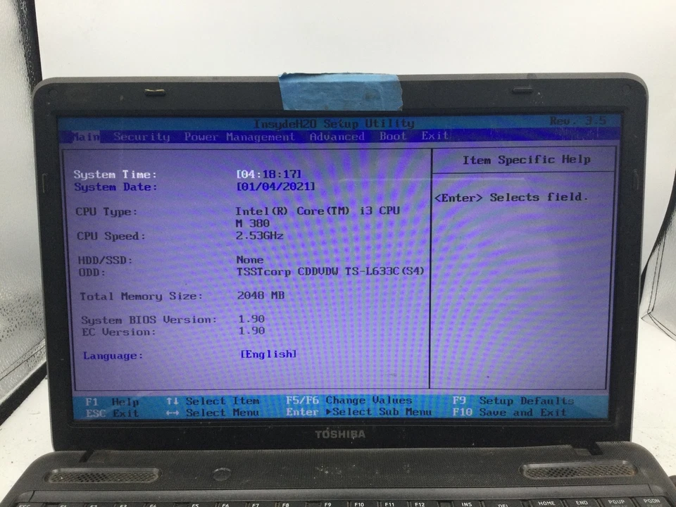 TOSHIBA SATELLITE C655-S5128 - BOOTS TO BIOS - INTEL I3 - 2GB RAM - READ DESC-BB - Image 2 of 4