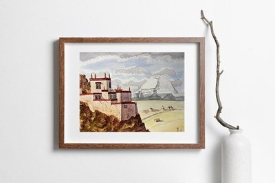 Kailash Mountains Original Watercolor Painting 12*16 Wall Decor Japan Oriental