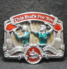 WI15147 NOS VINTAGE 1987 THIS BUD'S FOR YOU ANHEUSER-BUSCH BEER BELT BEUCKLE
