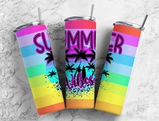Bright and Bold Summer Vibes 20 Oz Skinny Metal Tumbler w/Lid and Straw