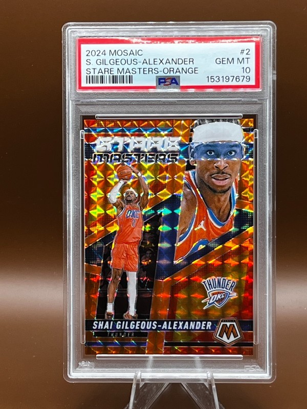 2024 Mosaic Shai Gilgeous-Alexander Orange Prizm #2/49 PSA 10 Jersey Number JSY#