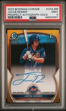 Jacob Reimer 1st 2023 Bowman Chrome Prospect Auto Gold Refractor /50 PSA 9 Mets