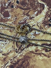 David Yurman Sterling Silver 925  Yellow Gold adjustable rings braclett 8"