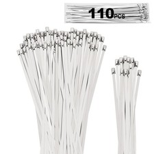 110pcs Stainless Steel Zip Ties 11.8 7.8 Heavy Duty 200lb Heat Resistant