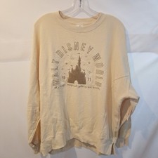 SMALL FLAW Size M Walt Disney World Beige Sweater Castle Embroidered 1971